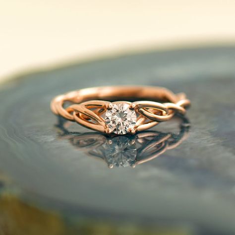 Buy Solitaire Celtic Braided Engagement Ring, 14K/18K Rose Gold, Unique Engagement Ring, Braided Diamond Engagement Ring, Celtic Engagement Online in India - Etsy Braided Engagement Ring, Gold Unique Engagement Ring, Fashion Corner, Unique Engagement Ring, Unique Engagement, Diamond Sizes, Unique Engagement Rings, Solitaire Engagement, Quality Diamonds