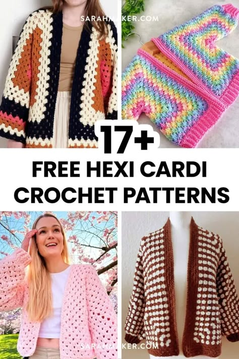 Hexi Cardigan, Hexagon Crochet Pattern, Hexagon Cardigan, Hexagon Crochet, Cardigan Pattern Free, Crochet Jackets, Crochet Cardigan Free, Crochet Jacket Pattern, Crochet Cardigan Pattern Free