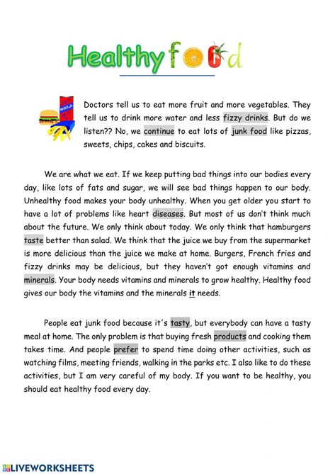 Reading comprehension interactive worksheet for grade 6. You can do the exercises online or download the worksheet as pdf. Reading Comprehension Texts, Reading Comprehension For Kids, Esl Reading, Healthy Routines, Reading Comprehension Lessons, Comprehension Exercises, Essay Writing Skills, English Text, Family Reading