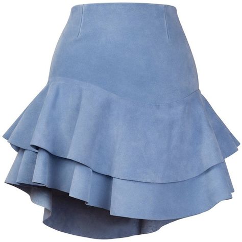 Siobhan Molloy - Lashes Baby Blue Calf Suede Skirt (¥55,115) ❤ liked on Polyvore featuring skirts, blue, fitted mini skirt, fitted skirts, blue ruffle skirt, flounce skirt and yoke skirt Blue Ruffle Skirt, Baby Blue Skirt, Yoke Skirt, Frilly Skirt, Frill Skirt, Flounce Skirt, Blue Mini Skirt, Ruffle Mini Skirt