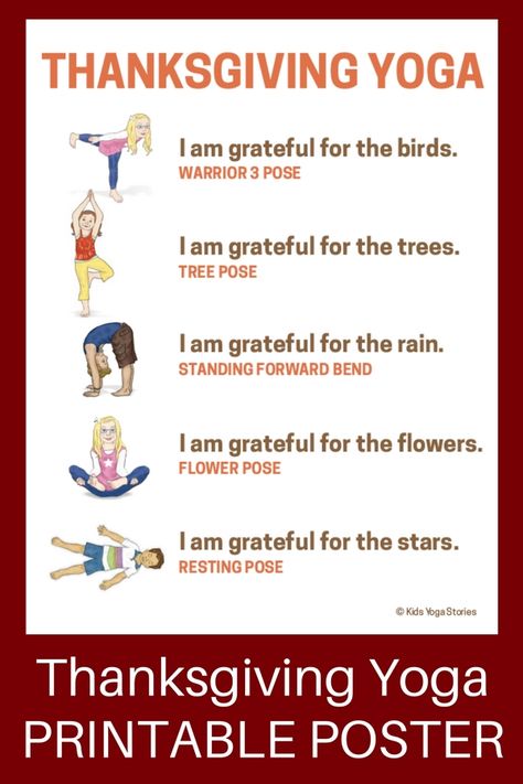 Give thanks to nature through these Thanksgiving yoga poses for kids + enjoy these recommended Thanksgiving books for kids Thanksgiving Yoga, Thanksgiving Books For Kids, Fun Yoga Poses, Preschool Yoga, Kid Yoga, Yoga Poses For Kids, Fall Yoga, Thanksgiving Books, Childrens Yoga