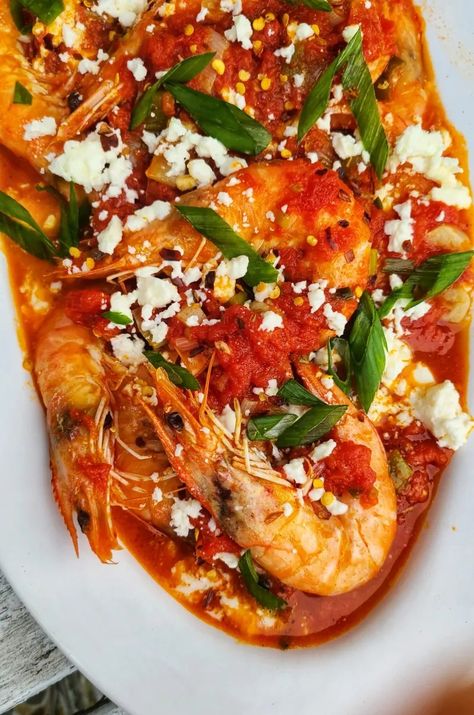 Shrimp Saganaki II | Kalofagas.ca Shrimp Saganaki Recipe, Shrimp Saganaki, Saganaki Recipe, One Pot Cooking, Crab Stuffed Shrimp, Prawn Shrimp, Greek Cooking, Homemade Tomato Sauce, Food From Around The World