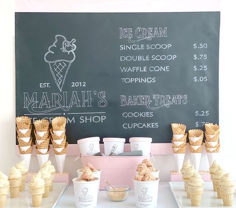 Ice Cream Table, Ice Cream Parlor Party, Cream Table, Ice Cream Parlour, Ice Cream Cart, Party Dessert Table, Vintage Ice Cream, Ice Cream Social, Ice Cream Birthday