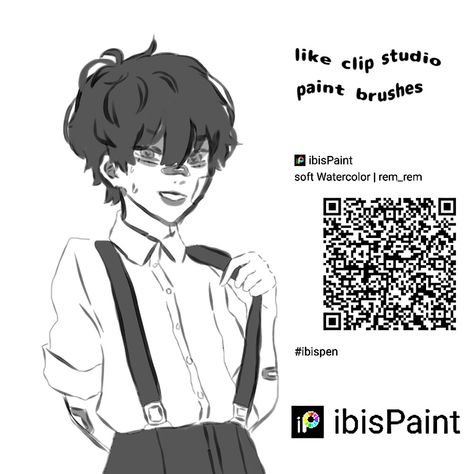 QR cide brushes for ibispaint X #art Brushes For Ibispaint, Sketch Notes Doodles, Ibis Pens, Clip Studio Paint Brushes, Ibispaint Brush, Ibispaint Brushes, Brush Codes, Ibis Brushes, Paint Brush Drawing