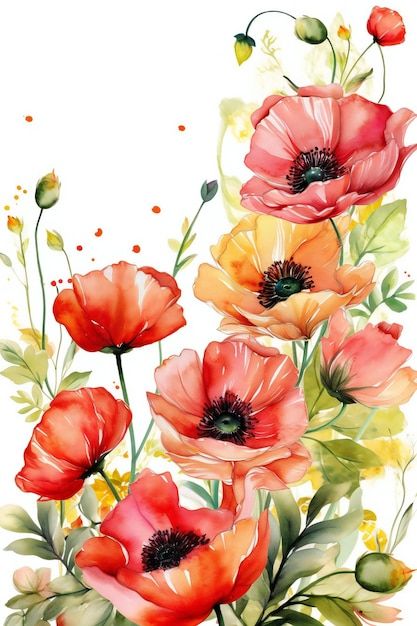 Watercolor Flowers Vintage, Poppy Flower Art, Poppy Flower Painting, Modern Watercolor Art, Watercolor Poppies, A Bouquet Of Flowers, Poppy Painting, Watercolor Projects, Watercolor Flower Art