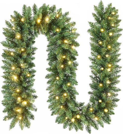 Christmas Railing Decor Indoor, Simple Christmas Decorations Living Room, Xmas Stairs, Garland With Lights, Indoor Railing, Outdoor Garland, Christmas Lights Garland, Christmas Wreaths With Lights, Traditional Holiday Decor