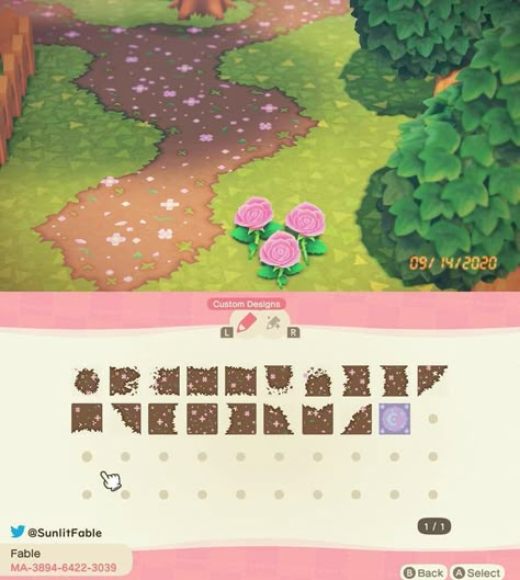 Pink Brick Acnh Code, Acnh Black And Pink Path, Animal Crossing Rose Design, Cute Path Animal Crossing, Animal Crossing Cherry Blossom Design, Acnh Pink Dirt Path, Animal Crossing Blossom, Acnh Cherry Blossom Path Designs, Acnh Paths Designs Pink