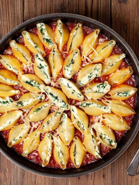 Stuffed Shells With Spinach, Spinach Stuffed Shells, Spinach And Ricotta, Shells Recipe, Ina Garten Recipes, Pasta Shells, Stuffed Shells Recipe, Baked Pasta, Barefoot Contessa