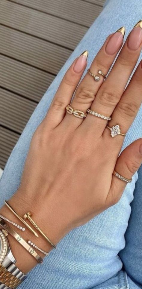 Summer Italy Outfits, Nails Gel Acrylic, Nails Acrylic Almond, White Rings, Almond Nails French, Long Almond Nails, Rings Stack, Jewelry Stack, Long Almond