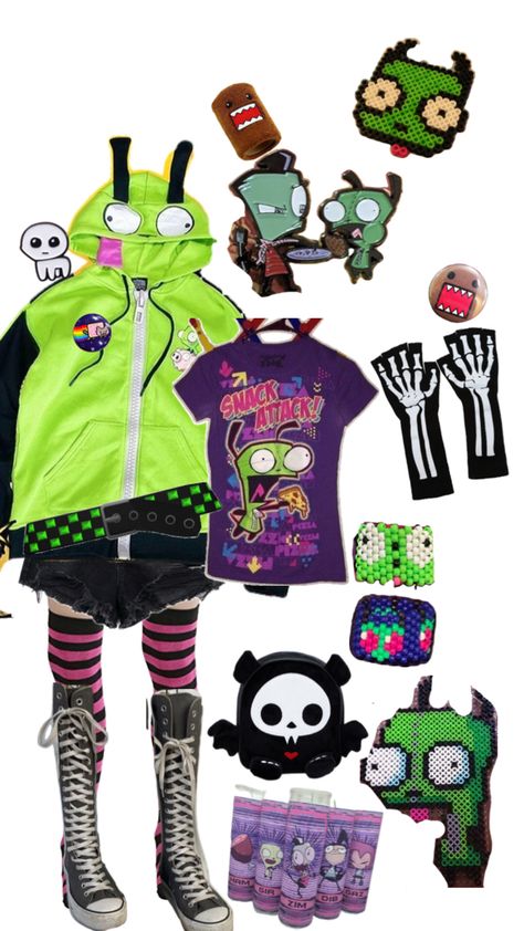 >:3 Scenecore Aesthetic Outfit, Scene Queen Outfit, Scene Kid Outfits, Gir Invader Zim, Scene Clothing, Silly Clothes, Androgynous Outfits, Outfits 2000s, Scene Outfits