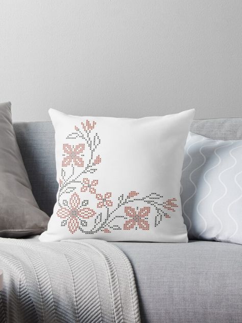 Cross Stitch Cushions, Pillow Cross Stitch, Cross Stitch Cushion, Unique Cross Stitch, Cushion Embroidery, Cross Stitch Tutorial, Floral Composition, Cross Stitch Cross, Cross Stitch Pillow