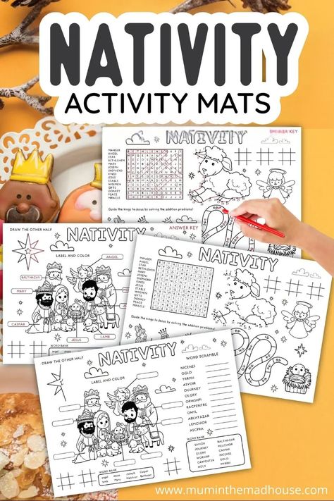 Printable Nativity Activity Sheets for Kids – Perfect for Holiday Fun at Home or School Nativity Activity Sheets, Nativity Activity For Kids, Nativity Printables Free, Christmas Church Activities, Nativity Activities For Kids, Christian Christmas Activities, Nativity Printables, Bible Activity Sheets, Sunday School Lessons For Kids