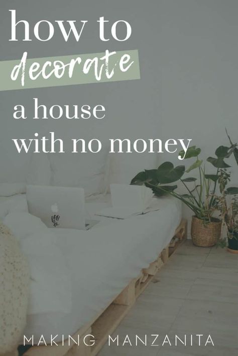 Desperate to decorate your home, but you have, like, literally NO budget? Today I'm sharing a few ways you can decorate a house with no money so you can started creating a home you love. #decor #homedecor #budgetdecor #thrifted No Budget Home Makeover, Decorate A House, Farmhouse Projects, Beautiful Bed Designs, Bed Makeover, Simple Bed Designs, Rental Home Decor, Airbnb Design, Budget Decorating