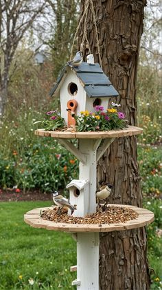 https://pin.it/1ouXQju1s Homemade Bird Houses, Bird Houses Ideas Diy, Unique Bird Houses, Bird Houses Painted, Diy Bird Feeder, Decorative Bird Houses, Garden Decor Projects, Bird Houses Diy, Backyard Diy Projects