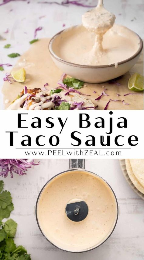 Fried Fish Tacos Sauce, Creamy Sauce For Shrimp Tacos, Dip For Fish And Chips, Taco Dipping Sauce Recipe, Easy Baja Sauce, Sauce For Beef Tacos, Baja Sauce For Shrimp Tacos, Baja Taco Sauce, Sauces For Tacos Creamy