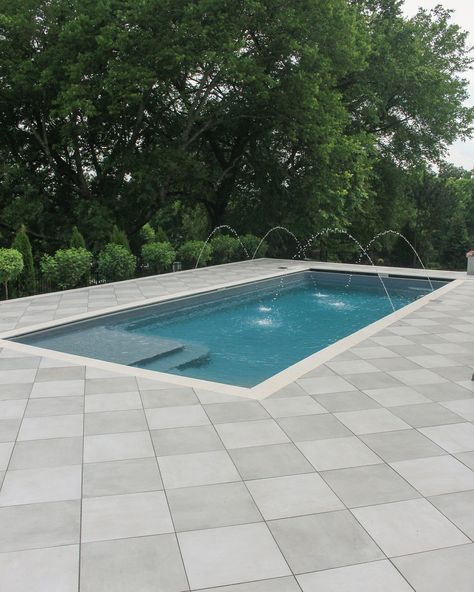 Trying To Decide The Perfect Exterior Flooring For Your Backyard? Read All About Why I Chose Diamond Pavers For Our Pool Remodel Here! Colonial Backyard, Pool House Indoor, Diamond Pavers, Outdoor Patio Flooring Ideas, Outdoor Patio Flooring, Large Concrete Pavers, Patio Flooring Ideas, Pool Deck Tile, Pool Decking Concrete