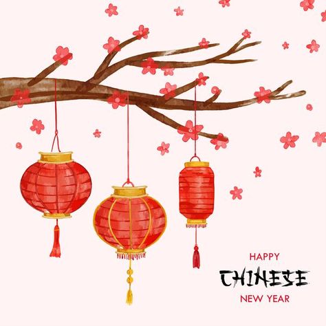 Chinese New Year Doodle, Lunar New Year Drawing, Chinese New Year Card Design, Chinese New Year Drawing, Chinese New Year Painting, Lunar New Year Art, Angpao Imlek, Chinese New Year Art, Chinese New Year Cards