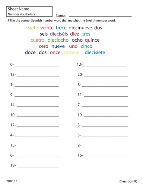 Spanish number words #spanishworksheets #classroomiq #newteachers Spanish Numbers Worksheet, Spanish Counting, Spanish Numbers, Numbers Worksheet, Spanish For Kids, Spanish Basics, Middle School Spanish, Spanish Worksheets, Spanish Teaching Resources