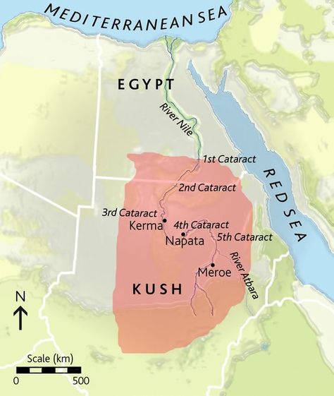 Map of Kush, with locations of Kerma, Meroe and Napata Ancient Kush, Kingdom Of Kush, Ancient Nubia, Faith Sayings, Egypt Map, Ancient Africa, Biblical History, Ancient Kingdom, Ancient Egypt Art