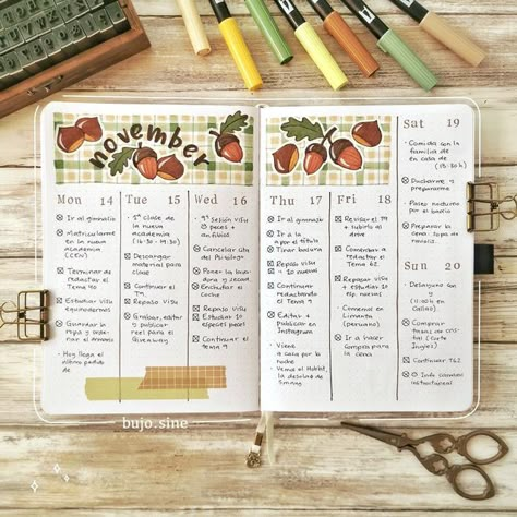 November Notebook Ideas, October Bujo Weekly Spread, November Spread Bullet Journal, November Bullet Journal Spread, Fall Journal Spread, November Bujo Spread, November Bujo Ideas, October Weekly Spread Bullet Journal, October Bullet Journal Weekly Spread