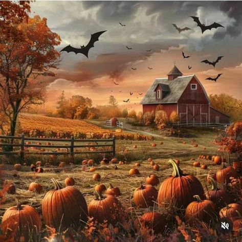 Haunted Pumpkin Patch, Halloween Facts, Into The Forest, Autumn Magic, Halloween Artwork, Halloween Scene, Evening Walk, Autumn Scenes, Halloween Painting