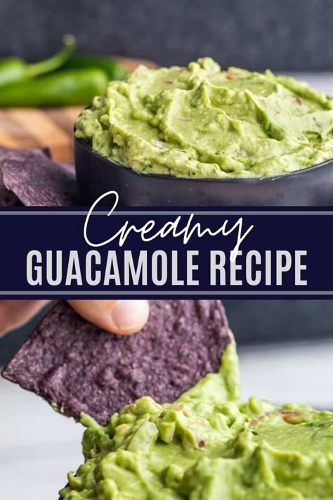 Creamy Guacamole Recipe Easy, Smooth Guacamole Recipe, Guacamole Recipe With Sour Cream, Rotel Guacamole Recipe, Creamy Guacamole Recipe, Avocado Dip Recipe, Fire Recipes, Creamy Guacamole, Chunky Guacamole