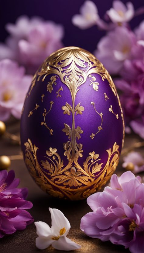 Decoration - purple and gold easter egg - AI creation Fantasy Egg Art, Flower Easter Eggs, Galaxy Eggs Easter, Archery Poses, Purple Easter Eggs, Gold Easter Eggs, Galaxy Easter Eggs, Easter 2024, Flower Background