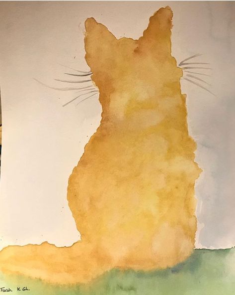 Orange Cat Watercolor Painting, Orange Cat Drawing Easy, Cat Watercolor Paintings Easy, Orange Cat Painting Easy, Orange Cat Watercolor, Orange Cat Drawing, Watercolor Kitten, Aquarelle Drawing, Watercolor Cats