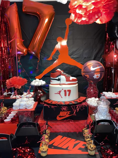 Nike Jordan Birthday Theme, Sweet 16 Kickback Ideas, 21st Birthday Sneaker Ball, 23 Birthday Jordan Year, Sneakerball Birthday Party, Sneaker Birthday Party Ideas, Sneaker Ball Party Ideas For Men, Shoe Carpet, Jordan Birthday Party Ideas Decoration