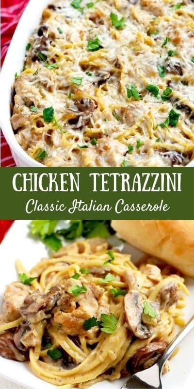 Chicken tetrazzini is a warm and comforting casserole that is perfect for a dinner party or a family meal. #chickentetrazzini #casserole #comfortfood Batten Headboard, Chicken Tetrazzini Casserole, Table Vignettes, Rhubarb Pudding, Italian Casserole, Homemade Starbucks, Fabric Carrots, Farmhouse Garland, Resep Pasta