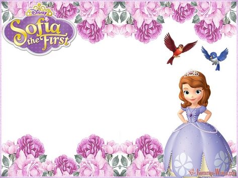 Sofia Birthday Invitation, Princess Sofia Invitations, My Little Pony Invitations, Princess Sofia Birthday, Royal Birthday Party, Princess Frame, Princess Sofia Party, Gender Reveal Invitations Template, Sofia The First Birthday Party