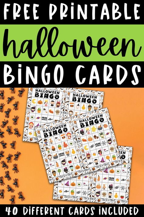 Get this free Halloween bingo printable set. It includes 40 unique Halloween bingo cards making it the perfect Halloween party game for classrooms or home. It comes with calling cards, too! Halloween Bingo Free, Bingo Printable Free, Halloween Bingo Printable, Halloween Bingo Game, Halloween Bingo Cards, Free Printable Bingo Cards, Fun Halloween Party Games, Classroom Halloween Party, Bingo For Kids