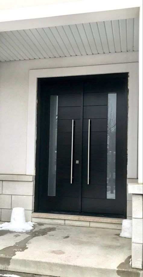 Double Entrance Door, Double Front Entry Doors, Double Door Entrance, Double Doors Exterior, Modern Entrance Door, Modern Exterior Doors, House Main Door Design, Contemporary Front Doors, Main Entrance Door Design