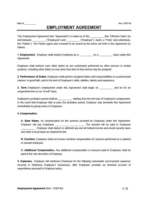 Free Employment Contract (Samples & Templates) | PDF & Word Employee Agreement Form, Employee Contract Template, Employment Contract Templates, Employment Format For Yahoo, Agreement Contract Templates, Employment Contract Agreement, Employment Letter Sample, Work Agreement, Letter Of Employment