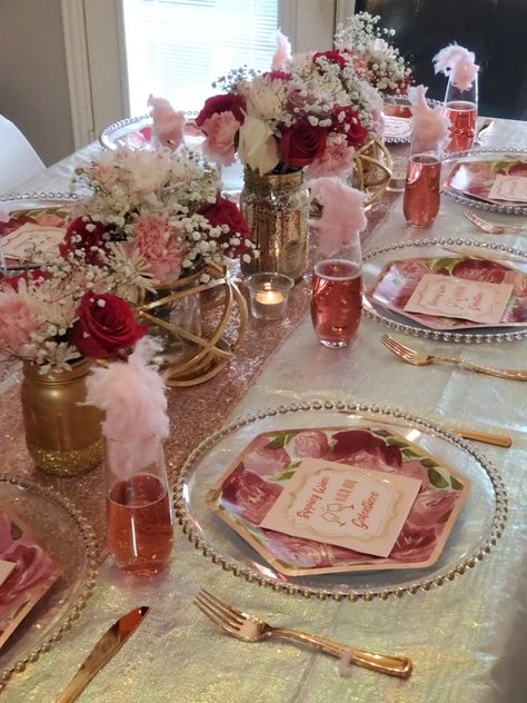 Cotton Candy Champagne & Brunch Table Ideas Brunch Table Ideas, Valentines Decorations For Home, Galentines Aesthetic, Galentines Party Decor, Galentines Brunch, Day Party Decor, Cotton Candy Champagne, Decor 2024, Day Party