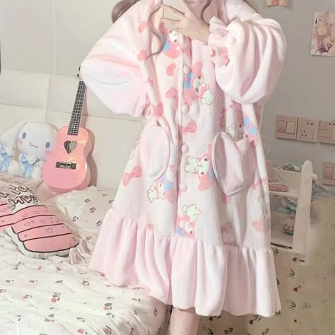 Pajamas Dress, Nightgown Sets, Style Kawaii, Winter Pajamas, Pajama Dress, Pajamas Comfy, Kawaii Style, Kawaii Clothes, Getting Cozy