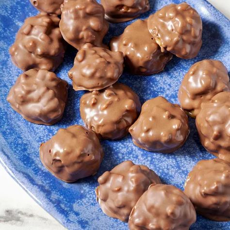 Pecan Caramel Clusters Recipe: How to Make It Almond Pecan Cashew Clusters, Chocolate Pecan Caramels, Carmel Chocolate Pecan Clusters, Pecan Carmel Clusters, Chocolate Caramel Pecan Clusters, Caramel Pecan Clusters Recipe, Pecan Clusters Recipe, Pecan Caramel Clusters, Caramel Clusters