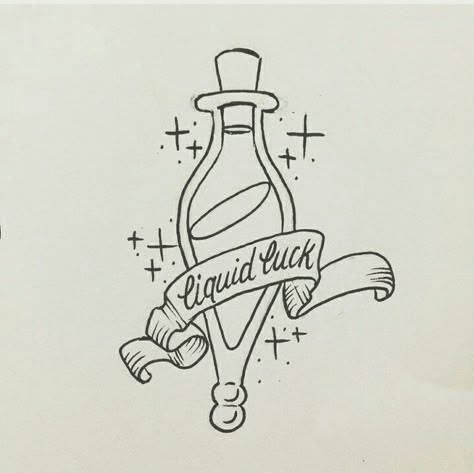 Liquid Luck Tattoo, Harry Potter Luck Potion Tattoo, Liquid Luck Harry Potter, Purpose Tattoo, Liquid Luck, Lucky Tattoo, Luck Tattoo, Lower Leg Tattoos, Hp Tattoo