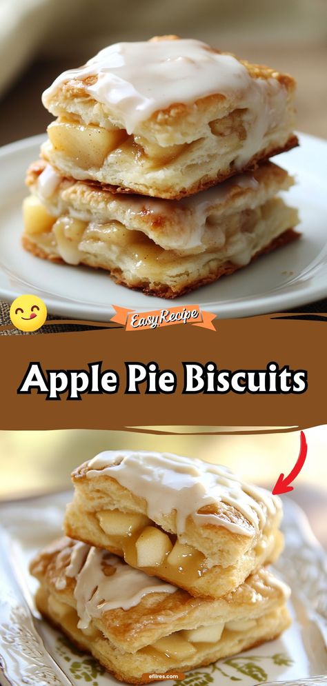 Bite into the sweet nostalgia of apple pie with these easy-to-make biscuits, filled with spiced apple slices and draped in a sweet glaze. #ApplePieBiscuits #FallFlavors #BiscuitBaking Easy Fried Apple Pies With Biscuits, Apple And Biscuit Recipes Desserts, Apple Pie Biscuits Desserts, Biscuit Apple Pie Desserts, Fried Apple Pies Using Canned Biscuits, Apple Pie Biscuits Recipe, Apple Pie Biscuits, Grand Biscuit Recipes, Apple Biscuits