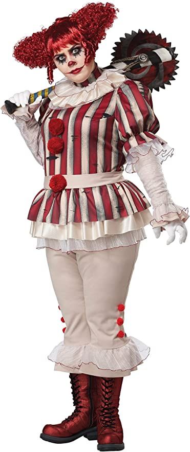 Amazon.com: Plus Size Sadistic Clown Costume for Women : Clothing, Shoes & Jewelry Evil Clown Costume, Scary Clown Costume, Clown Costume Women, Clown Halloween Costumes, Circus Outfits, California Costumes, Plus Size Costume, Plus Size Halloween Costume