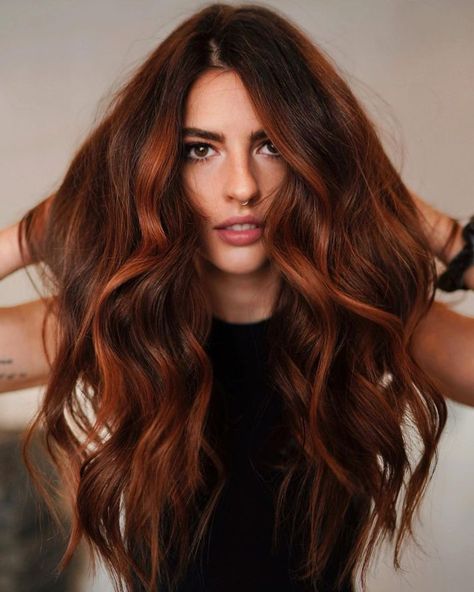 Cinnamon Red Balayage Hair, Dark Auburn Money Piece, Rooty Copper Hair, Copper Gloss Brown Hair, Dark Brown Copper Hair Color, Dark Brown Copper Hair, Brown Copper Hair Color, Brown Copper Hair, Cinnamon Balayage