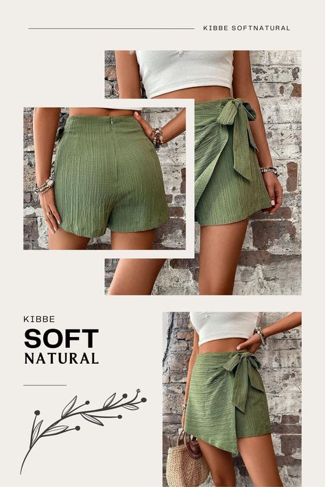 Soft Natural Kibbe Shorts, Petite Soft Natural, Petite Soft Natural Kibbe, Skorts Skirts For Women Outfit Ideas, Skorts Skirts Outfit, Wrap Skirt Outfit Summer, Kibbe Soft Natural Outfit, Soft Natural Kibbe Outfit, Soft Natural Outfits