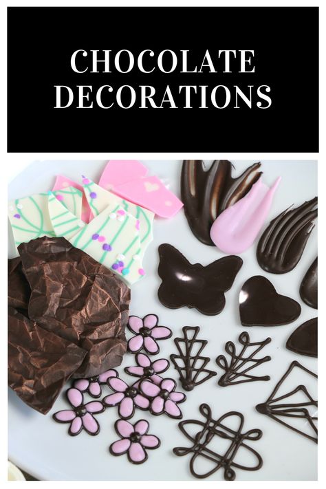 Chocolate Decorations for Cakes and Desserts | 5 Chocolate Techniques! 👩🏼‍🍳✨ In today's video I show you 5 different chocolate techniques that you can use to make chocolate decorations. You can use these garnishes on homemade cakes or other desserts. These chocolate decoration ideas are easy for anyone to do but always come out very impressive. Have fun! Chocolate Garnishes Decoration, Chocolate Toppers For Cupcakes, Cake Decorating With Chocolate Bars, Chocolate Hacks Ideas, Piping Chocolate Decorations, Molding Chocolate Ideas, Chocolate Decorating Ideas, Chocolate Shapes Ideas, Decorating Chocolate Cake Ideas