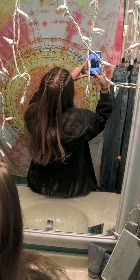 Two Tiny French Braids On Top Of Head, Hairstyles French Braid Half Up, Top French Braid Half Up, Two Braids On Top Of Head Into Ponytail, Two French Braid Ponytail, Two Top Braids Half Up, Cute Braid Half Up Half Down Hairstyles, French Braid With Ponytail, Mini Braid Ponytail