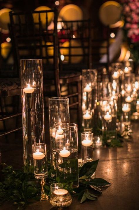 Candlelit Birthday Dinner, Candlescapes Wedding, Candlelight Centerpieces, Candles Reception, Candlelit Wedding, Candle Lit Wedding, Candle Wedding Centerpieces, Candle Wedding Decor, Elegant Candles