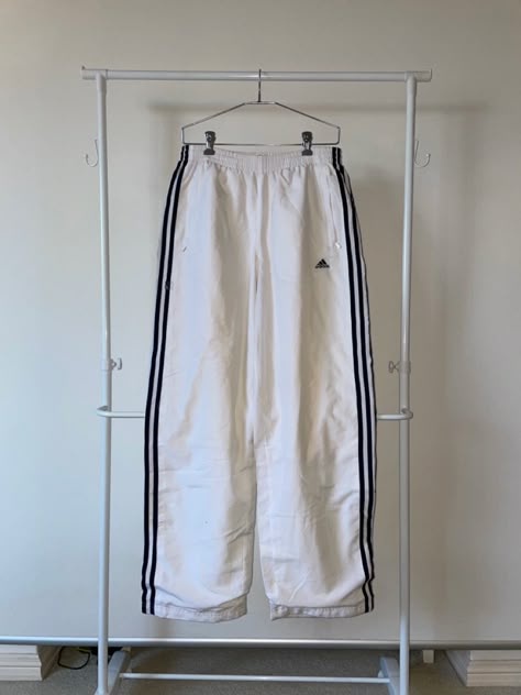 Adidas White Track Pants, White Tracksuit Pants Outfit, Adidas Tracksuit Pants, White Track Pants Outfit, Addidas Clothing, Tracksuit Pants Outfit, Adidas Vintage Pants, White Adidas Outfit, Adidas Pant