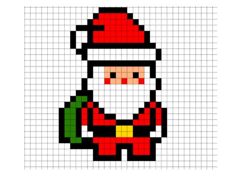 Easy Pixel Art Christmas, Santa Pixel Art, Pixel Art Ideas Simple, Simple Pixel Art Patterns, Pixel Art Simple, Pixel Art Noel, Grille Pixel Art, Santa Claus Cross Stitch, Modele Pixel Art