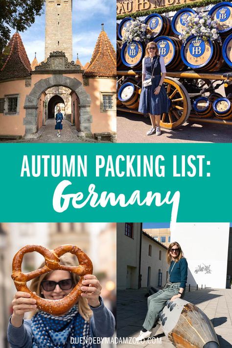 Get ready for the best season with our ultimate guide to autumn packing for Germany! 🍂 From cozy sweaters to stylish jackets, this packing list covers everything you need for a delightful fall trip. Follow our tips and tricks to ensure a perfect wardrobe for your German autumn adventure! 🍂✈️ Germany In Fall Outfits, Packing For Germany In Fall, Fall In Germany Outfits, What To Wear In Germany In November, What To Wear In Germany In September, German Autumn, What To Wear In Germany, Germany Packing List, Germany In September