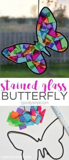 Craft Spring, Diy Paper Art, Craft To Make, Butterfly Craft, Black Construction Paper, Spring Craft, Stained Glass Butterfly, Wine Bottle Diy Crafts, Wine Bottle Diy