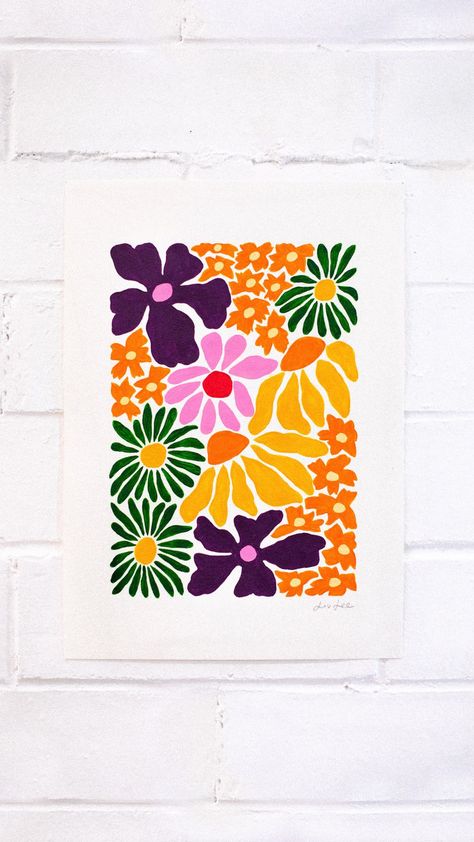 Easy Canvas Acrylic Painting Ideas, Simplistic Flower Painting, Floral Easy Painting, Easy Botanical Painting, Paint Inspiration Easy, Quick Painting Ideas Acrylics, Paint At Home Ideas Canvases, Easy Wall Art Diy Paint, Simple Flower Painting Acrylics Easy